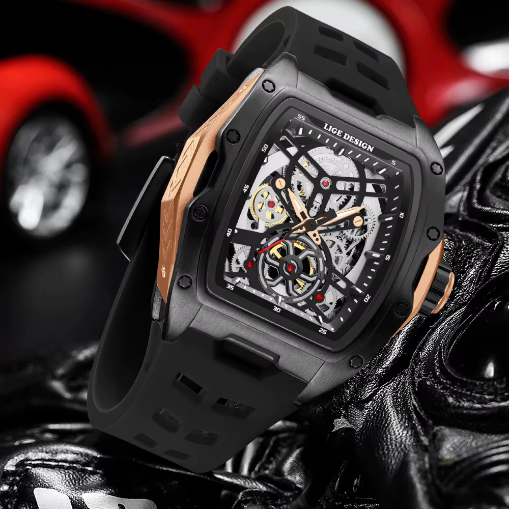 LIGE – montre automatique mécanique pour hommes