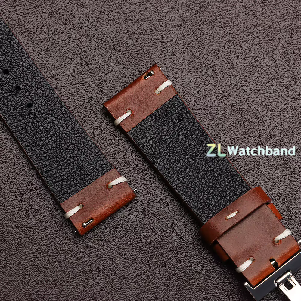 Bracelet de montre vintage en cuir de vachette huilé pour Seiko