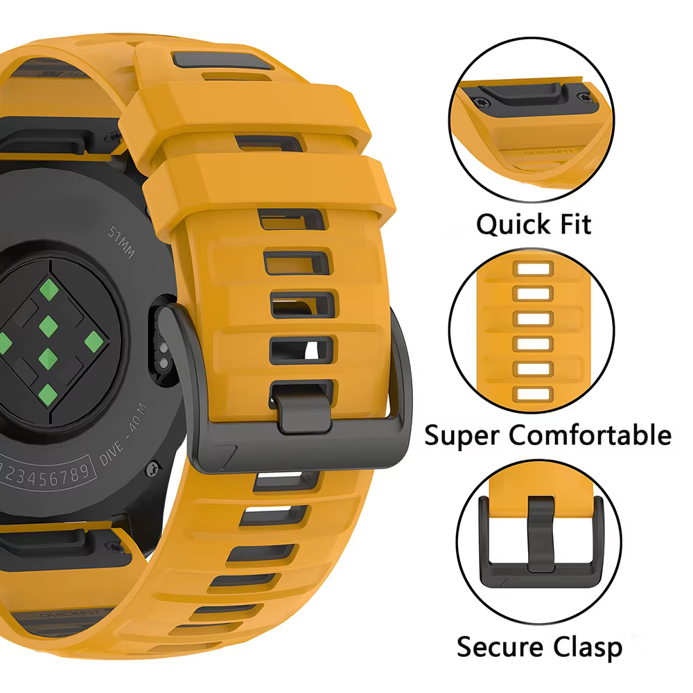 Bracelet sport en silicone officiel Quickfit pour Garmin Fenix 8 Pro 47mm 51mm 7 7X/Epix Pro/6 6X/Enduro 3