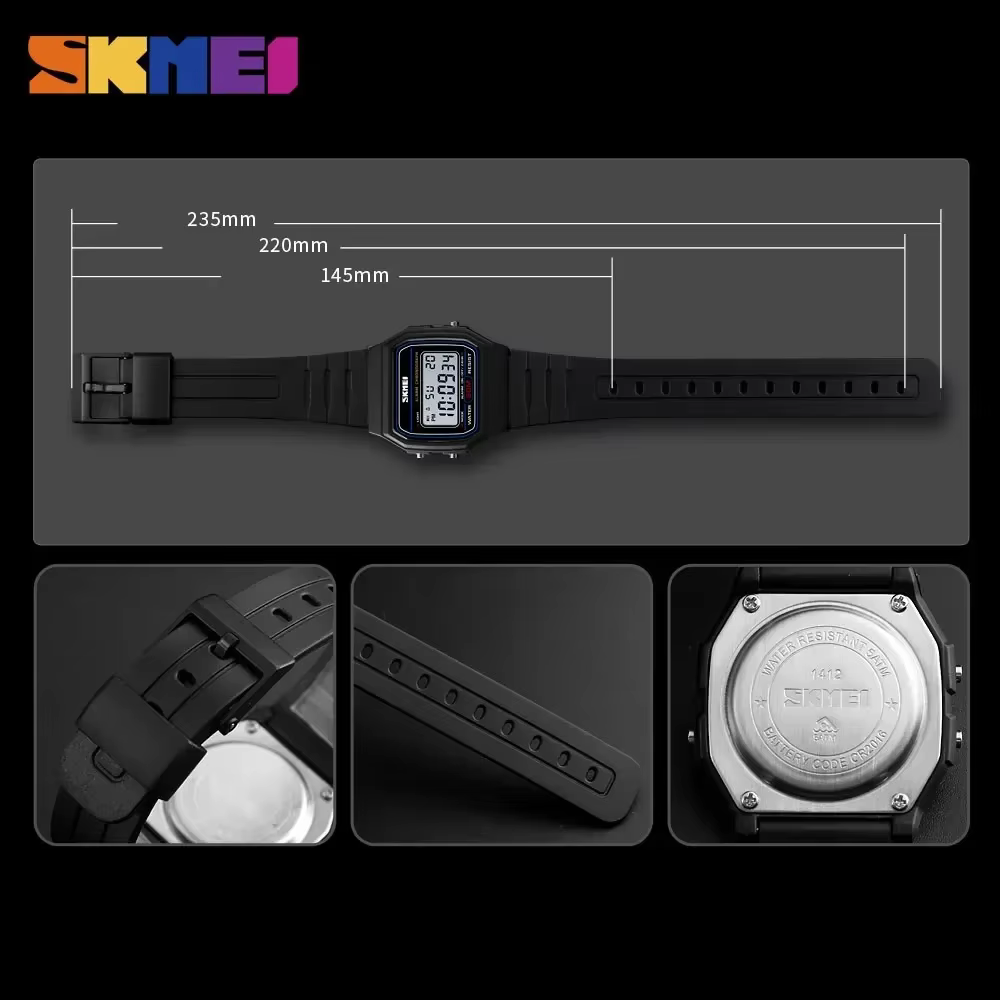 SKMEI 1412 mode femmes montre numérique affichage étanche Date semaine femme montre-bracelet sport Couple montres Relogio Feminino