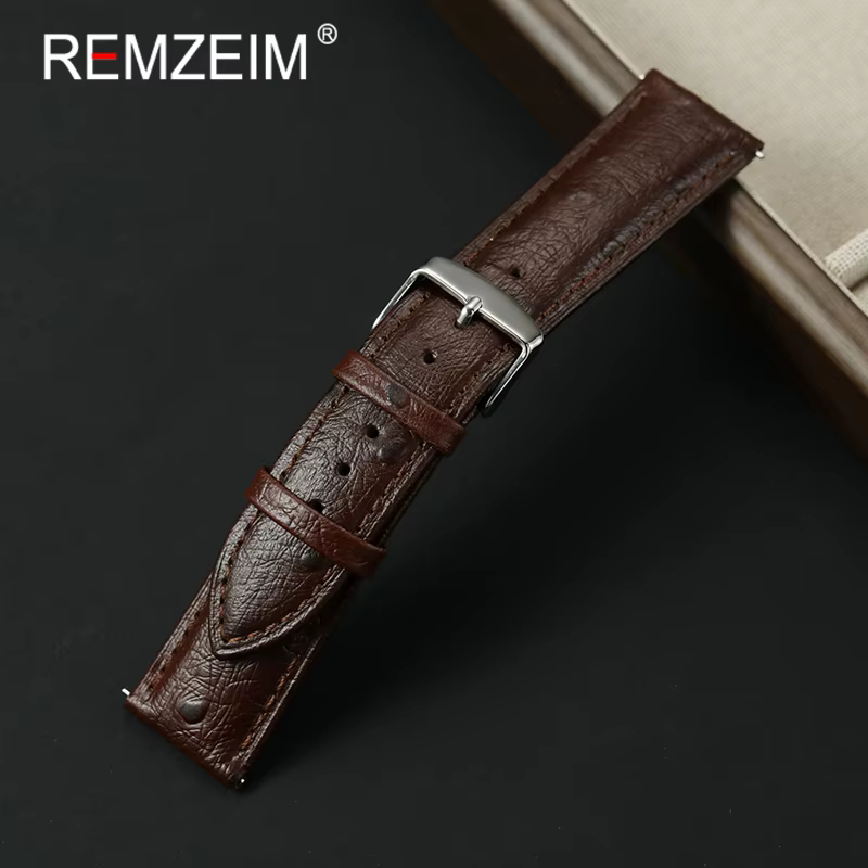 Bracelets de poignet en cuir motif d'autruche 18mm 20mm 22mm bracelet de montre hommes femmes