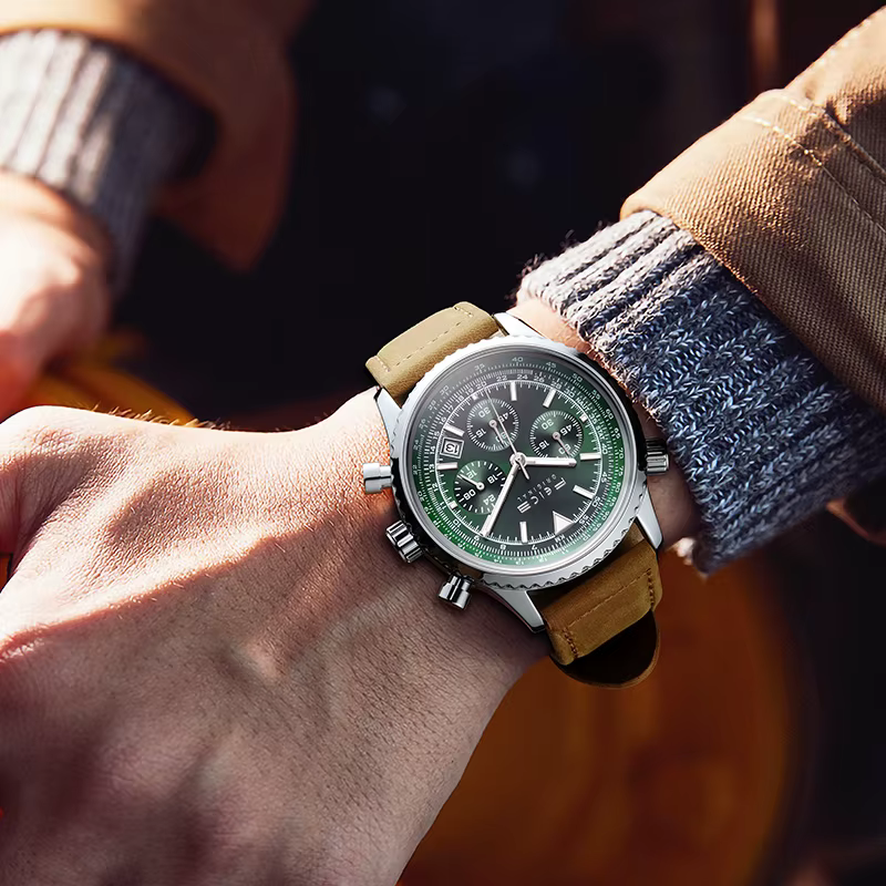 Montre à quartz en cuir pour homme