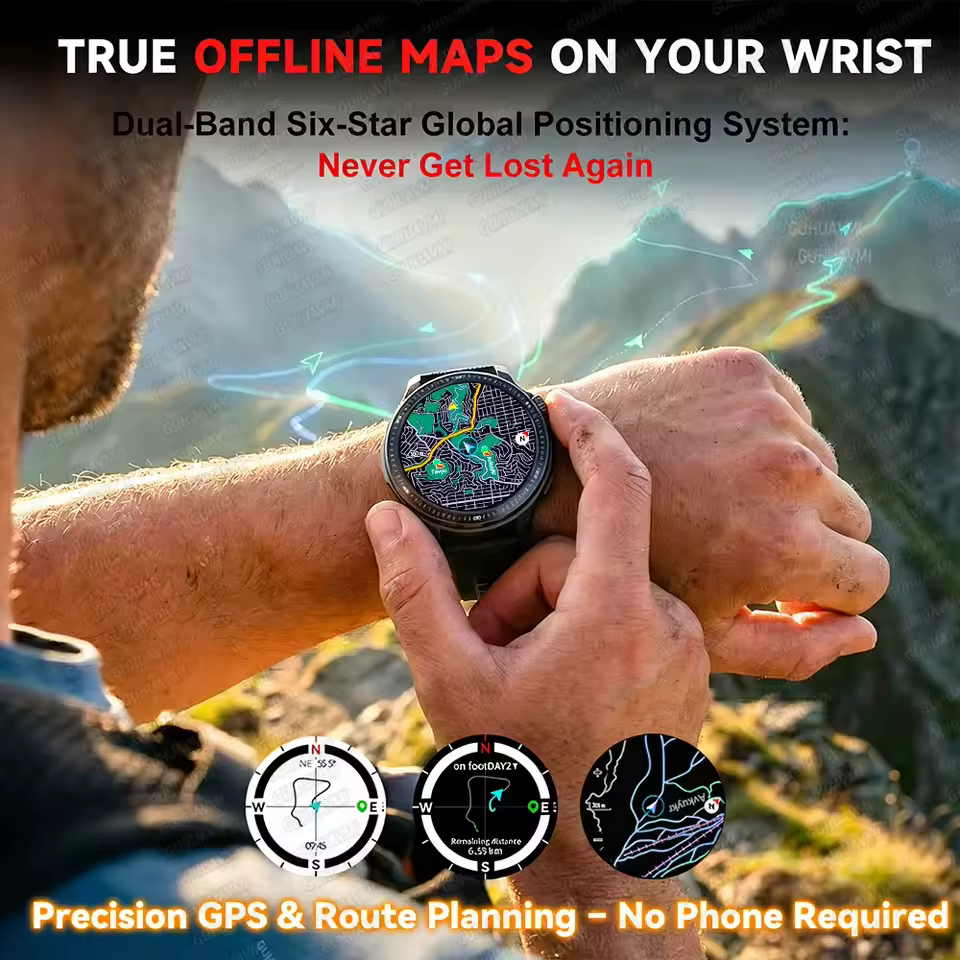 Nouvelle montre connectée GPS 2026 avec cartes hors ligne pour sports de plein air