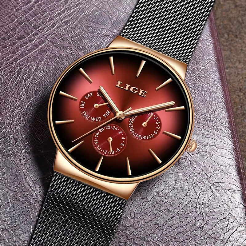Montre à quartz ultra fine étanche pour homme