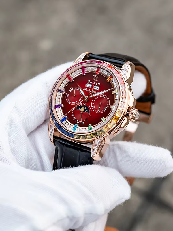 OBLVLO montre automatique pour hommes 40mm montre-bracelet mécanique 5ATM lunette en cristal lumineux année