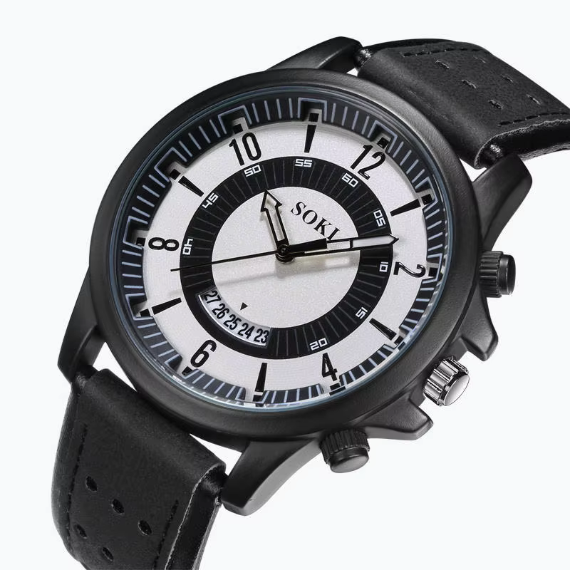 Montres-bracelets de sport avec bracelet en cuir pour hommes
