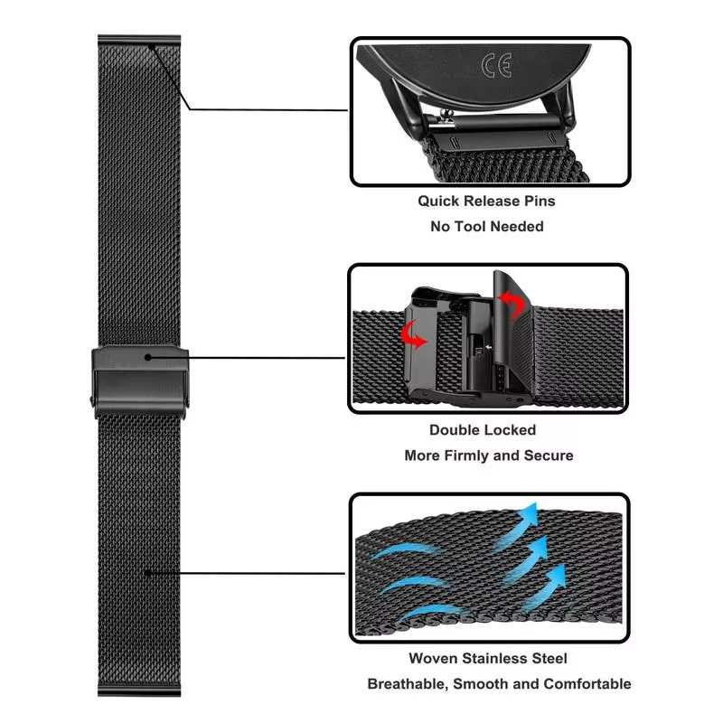 Bracelet de montre en métal et acier inoxydable