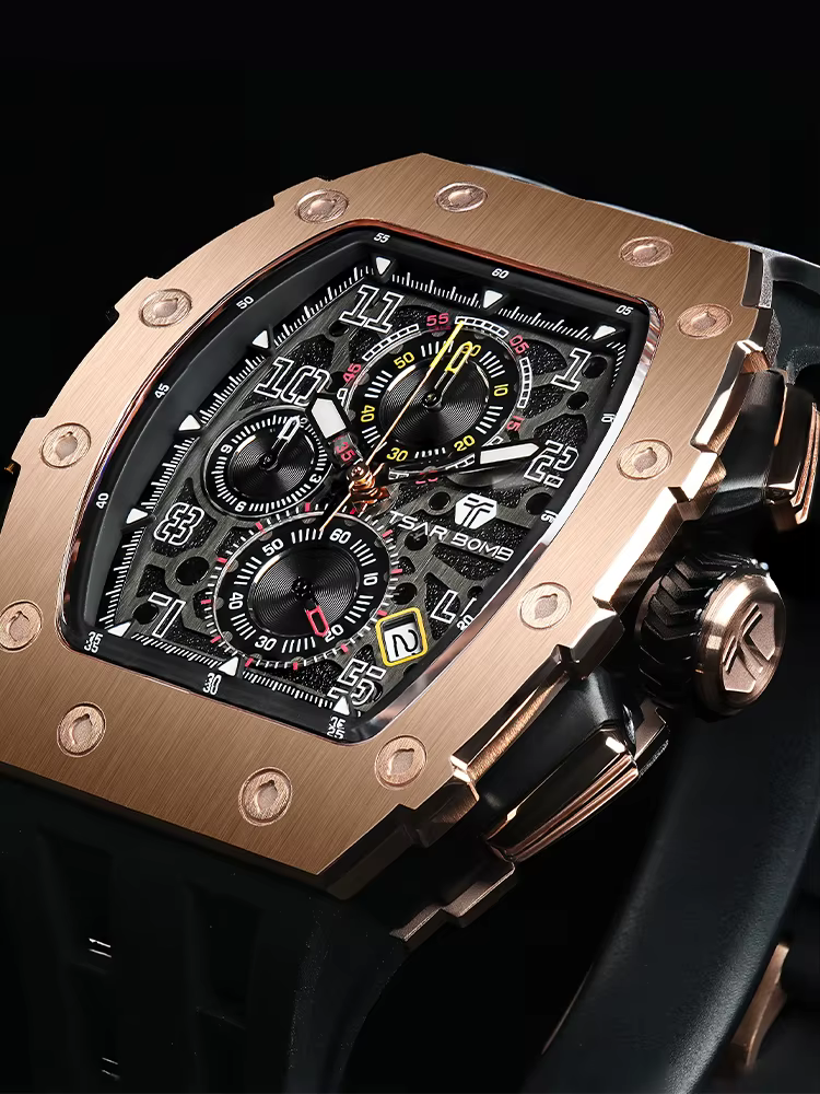 TSAR BOMBA Nouveau TB8204 montre pour hommes japon Quartz chronographe 50M étanche montre-bracelet mode Sport horloge