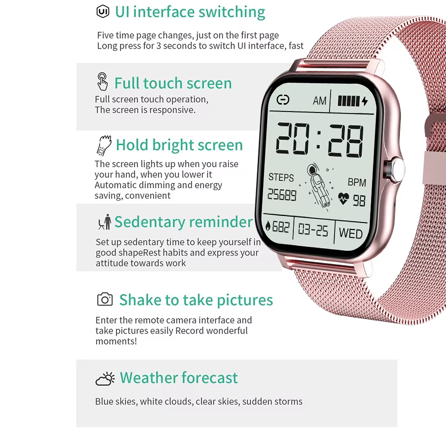 Montre intelligente, appel/cadran sans fil