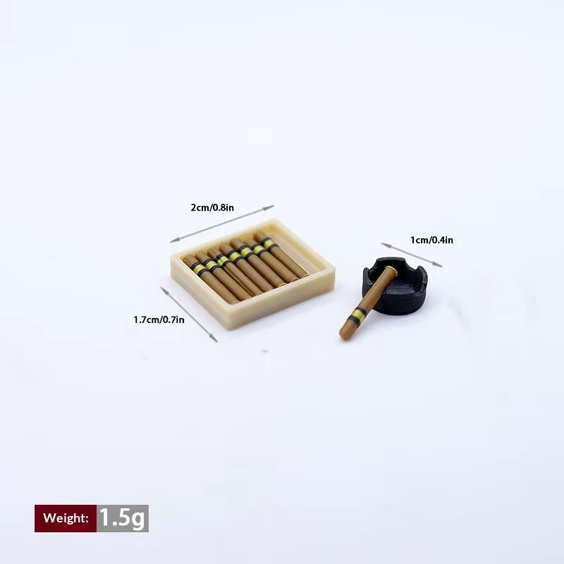 1 ensemble de jouets de simulation pour maison de poupée 1/12, kit de cendrier de cigare miniature, modèle d'ornement de cigarette, accessoires de décoration pour maison de poupée