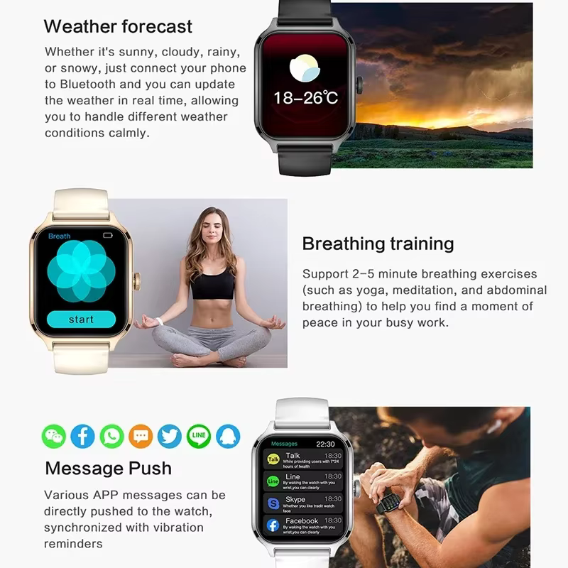2025 montre intelligente femmes 2.01 "écran tactile complet traqueur de fréquence cardiaque Bluetooth appel étanche