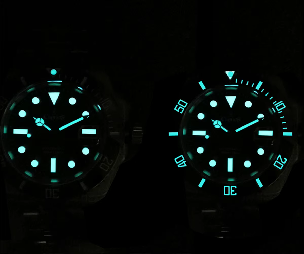 Cronos Sub Diving Montre mécanique automatique pour homme sans date PT5000 Bracelet brossé Lunette en céramique Étanche 200m Fermoir réglable L6005