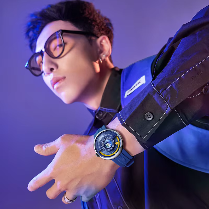 Mark Fairwhale Montre à quartz pour homme avec cadran sur le thème de la Terre unique