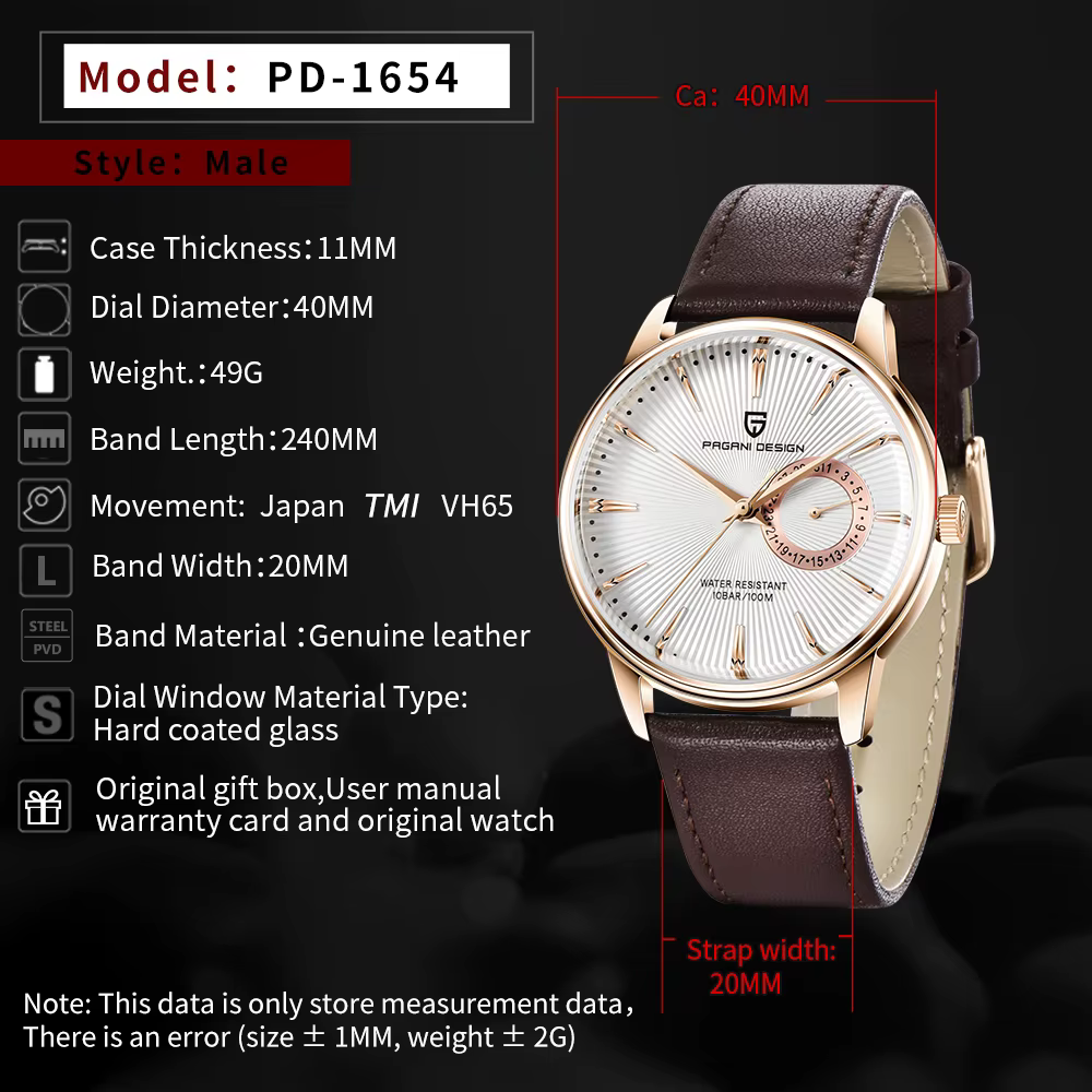 Montre à quartz pour homme Pagani PD-1654