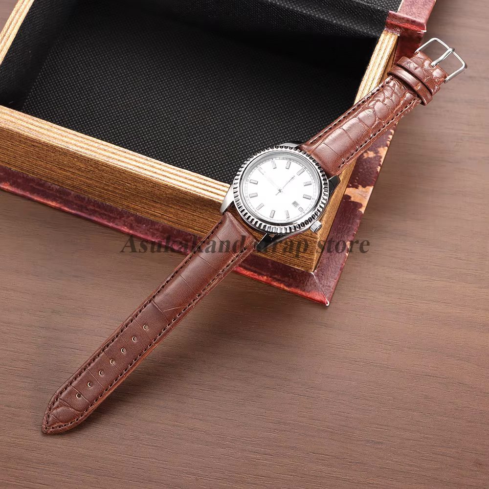 Bracelet de montre en cuir véritable pour hommes et femmes