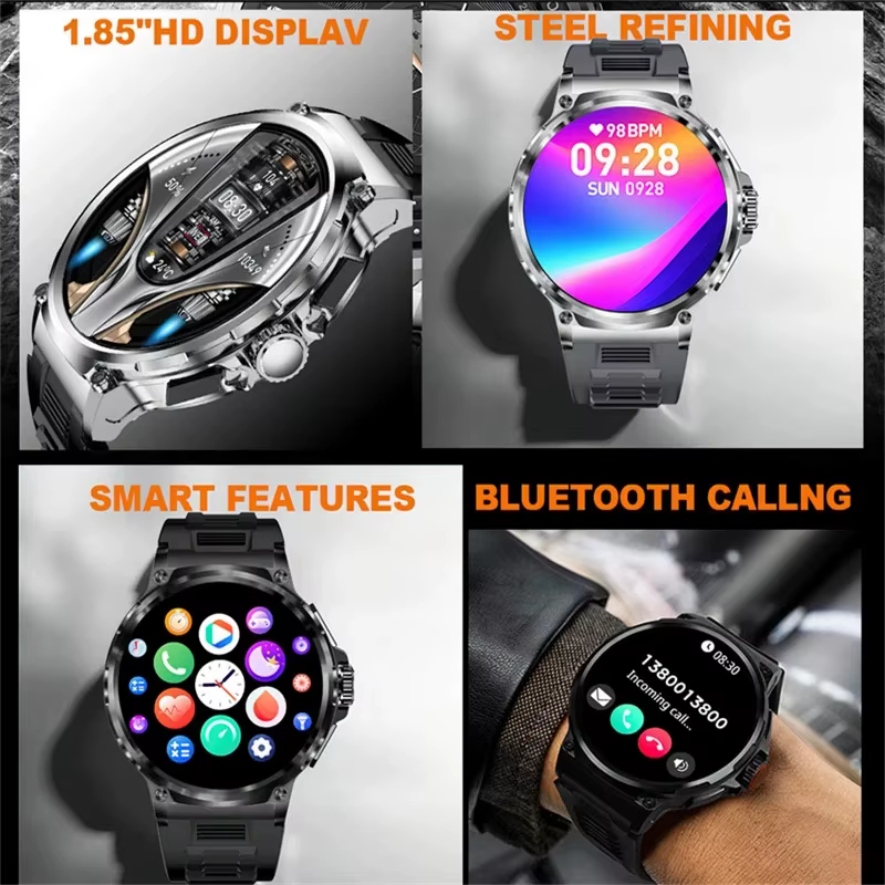 2025 nouveau militaire GPS V69 montre intelligente hommes 1.85 pouces 710 mAh fréquence cardiaque GPS sport IP68 étanche Bluetooth parler Smartwatch homme