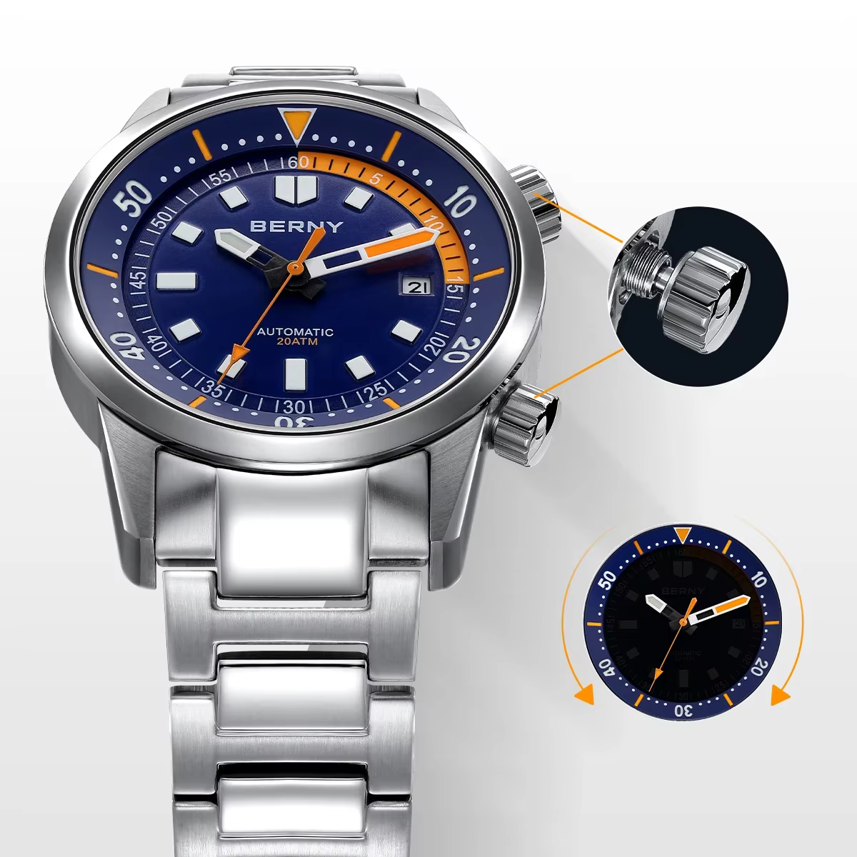 BERNY – montre de plongée pour hommes