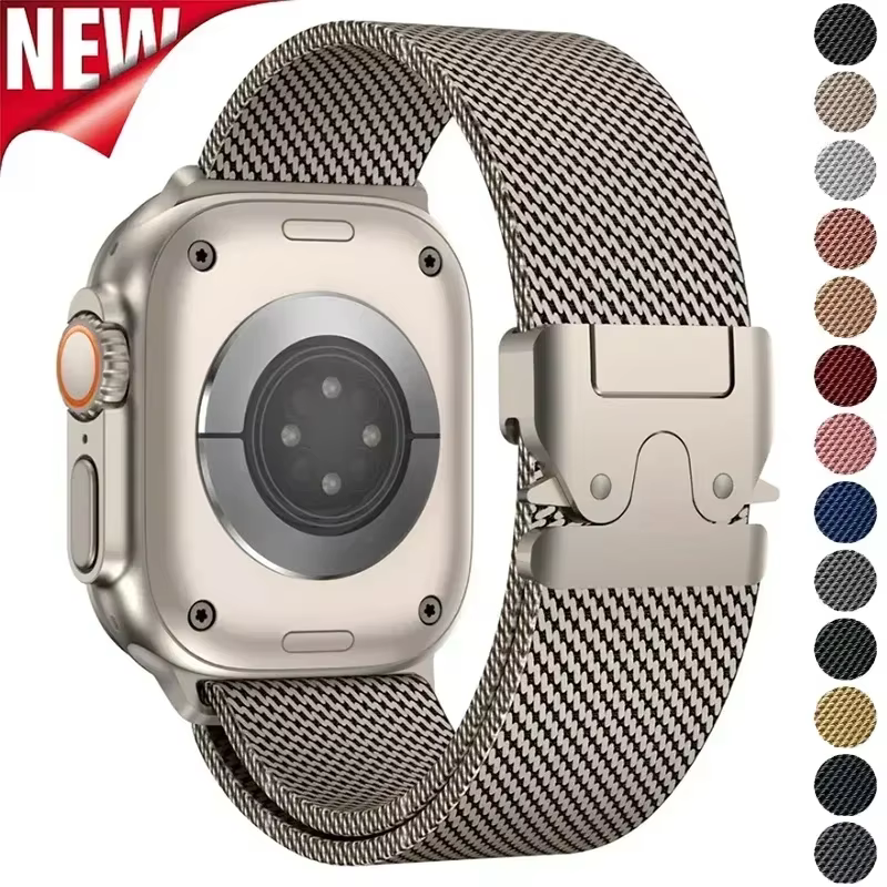Bracelet à boucle milanaise en métal pour Apple Watch Ultra 2
