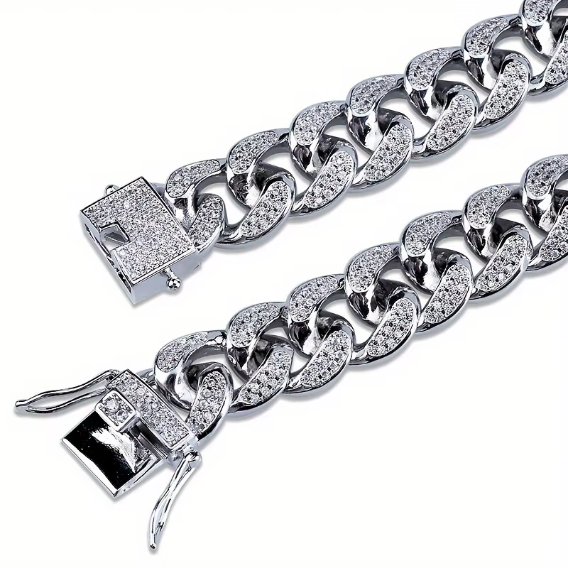 Bracelet de luxe en chaîne à maillons cubains glacés pour hommes