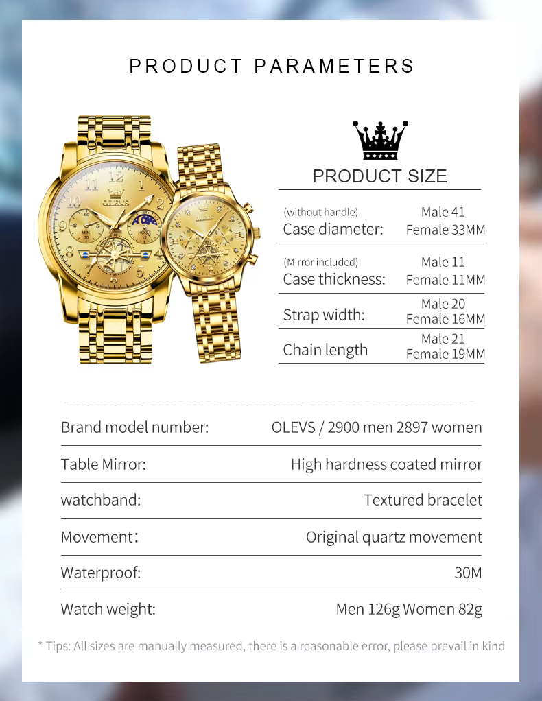OLEVS nouveau volant d'inertie conception de luxe Couple montre étanche Phase de lune chronographe marque originale montre-bracelet à Quartz pour hommes femmes