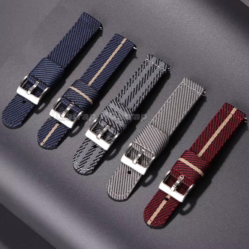 Bracelet de montre en nylon tissé rayé 20mm 22mm à libération rapide