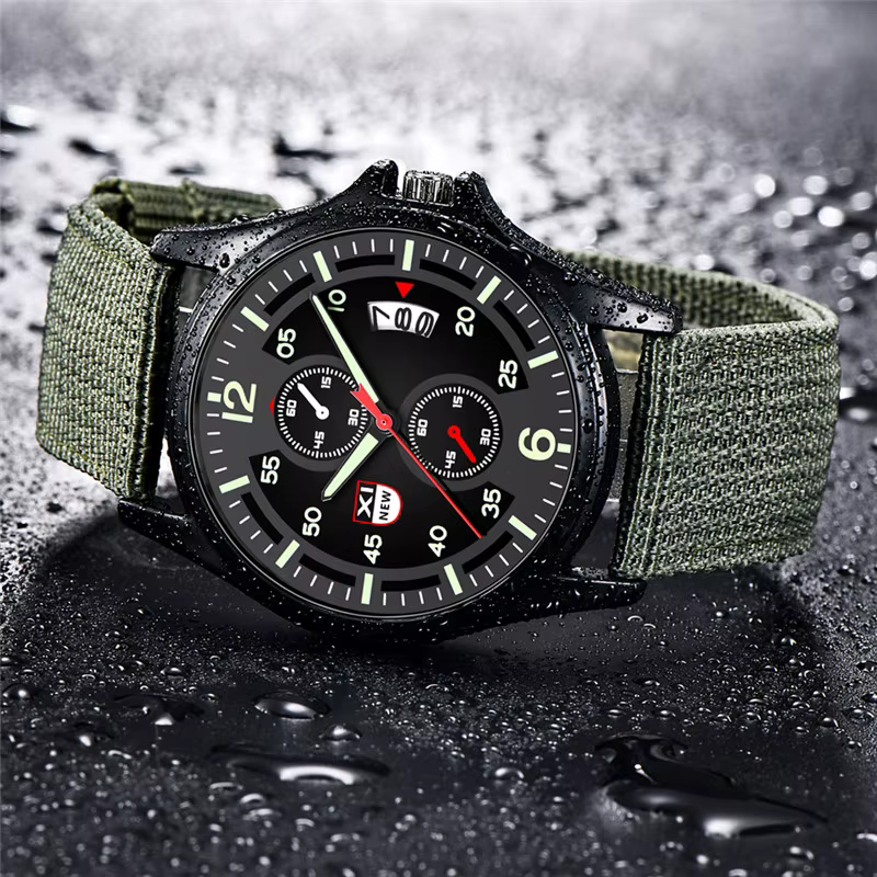 Reloj Hombre véritable marque XINEW hommes montres noir étudiants garçons mode bracelet en Nylon armée sport Date montre Relogio Masculino