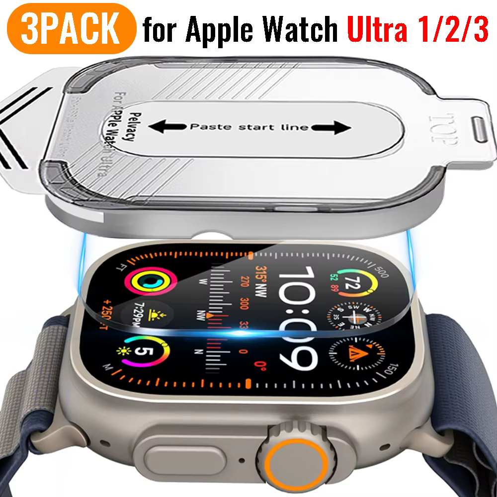Verre HD d'installation facile pour Apple Watch Ultra 3/2/1