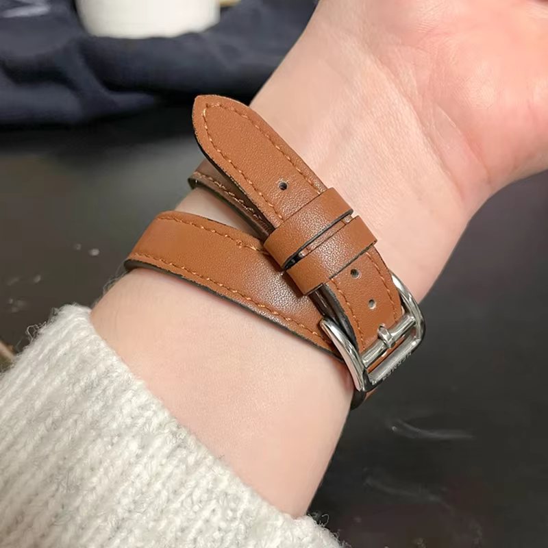 Bracelet en cuir double tour pour Apple Watch