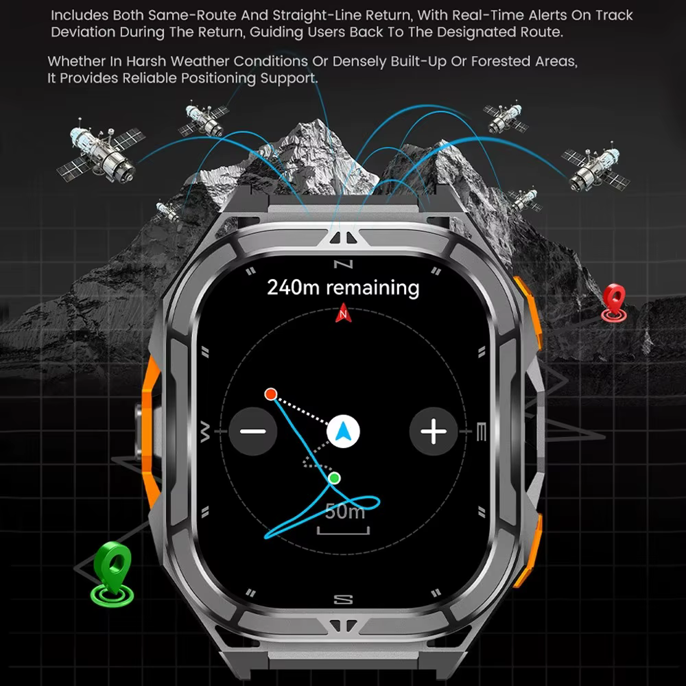 2025 nouvelle montre intelligente GPS hommes 1.96 pouces HD AMOLED écran boussole Bluetooth appel 5ATM étanche Sport