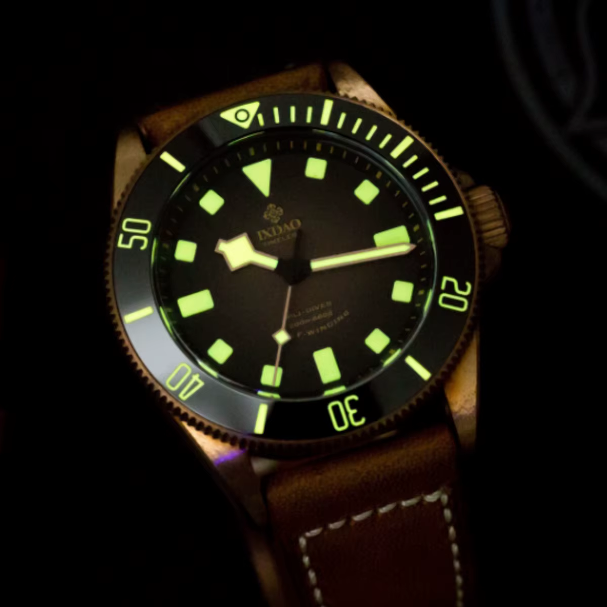 IPOSE IX & DAO 2025 nouvelle montre mécanique automatique pour hommes en Bronze PT5000 saphir rétro cuir étanche 20Bar Reloj Hombre