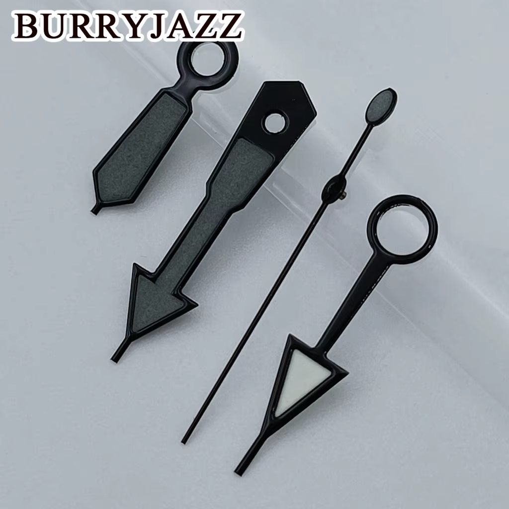 BURRYJAZZ NH34 GMT aiguilles de montre noir bleu blanc Orange rouge