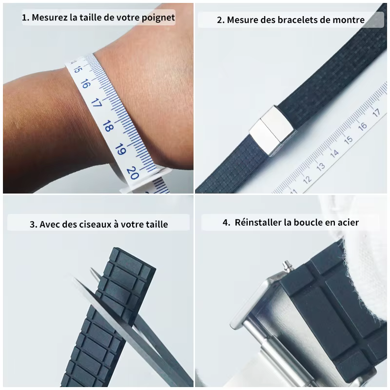 CTS FKM bracelet de montre en caoutchouc 16mm 18mm 19mm 20mm 21m 22mm 23mm 24mm pour Cartier Rolex Datejust avec boucle pliante étanche