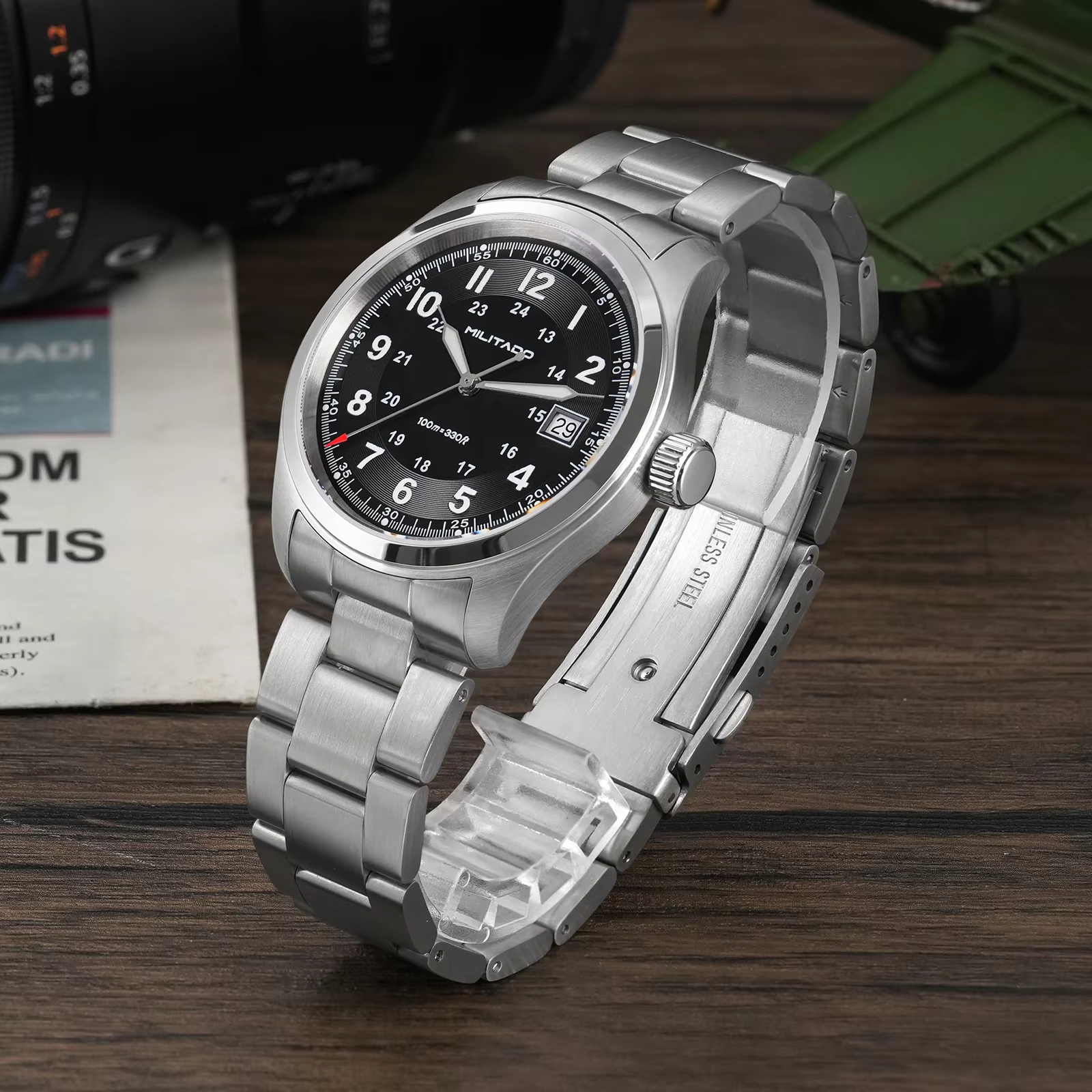 Militado ML08 montre à Quartz Vintage Ronda 515 mouvement Ar saphir miroir 38Mm montre-bracelet Date Super lumineux étanche montres