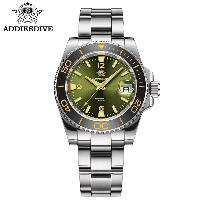 ADDIESDIVE nouvelle montre de plongée cadeau hommes 8215 automatique saphir AR revêtement verre céramique lunette étanche 200m lumineux en acier inoxydable St