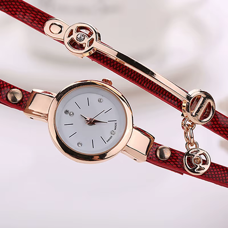 Montre-bracelet en similicuir pour femme