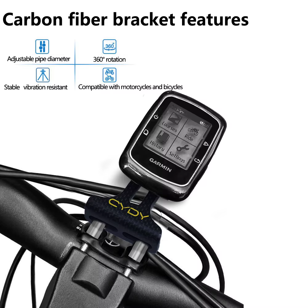 Support GPS CYDY Carbon 3K pour vélo (Garmin