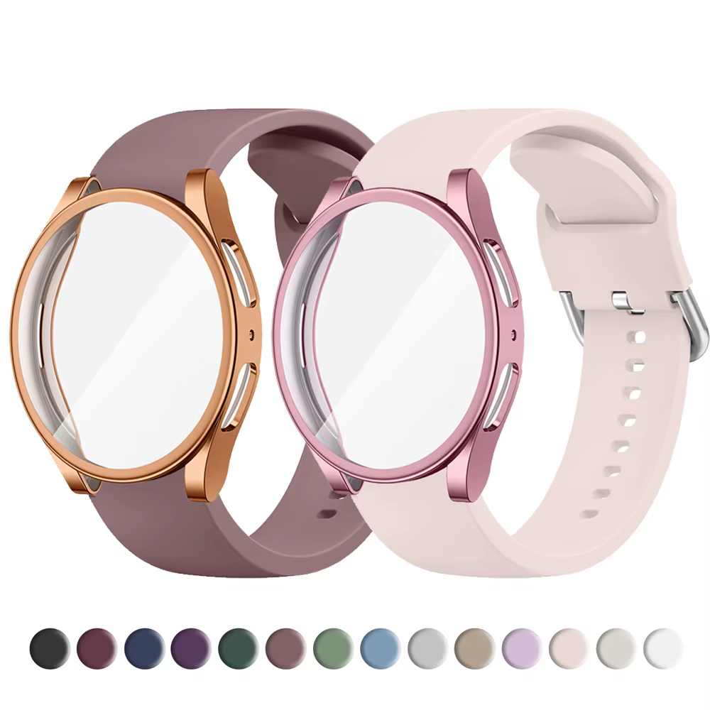 Coque en TPU + bracelet en Silicone pour Samsung Galaxy Watch 4 5 6 7 40mm 44mm