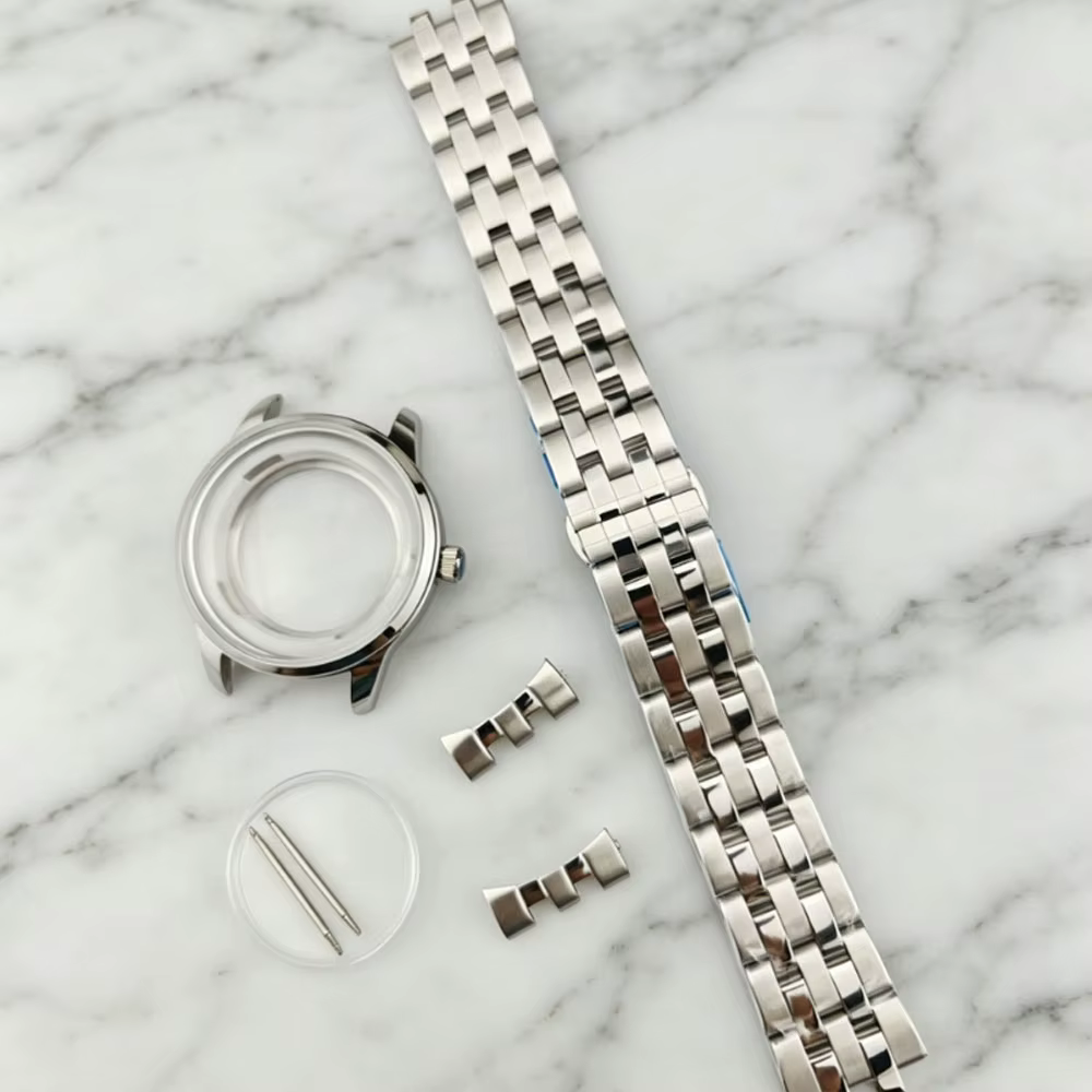 Boîtier de montre Presage 40 mm en argent et or rose
