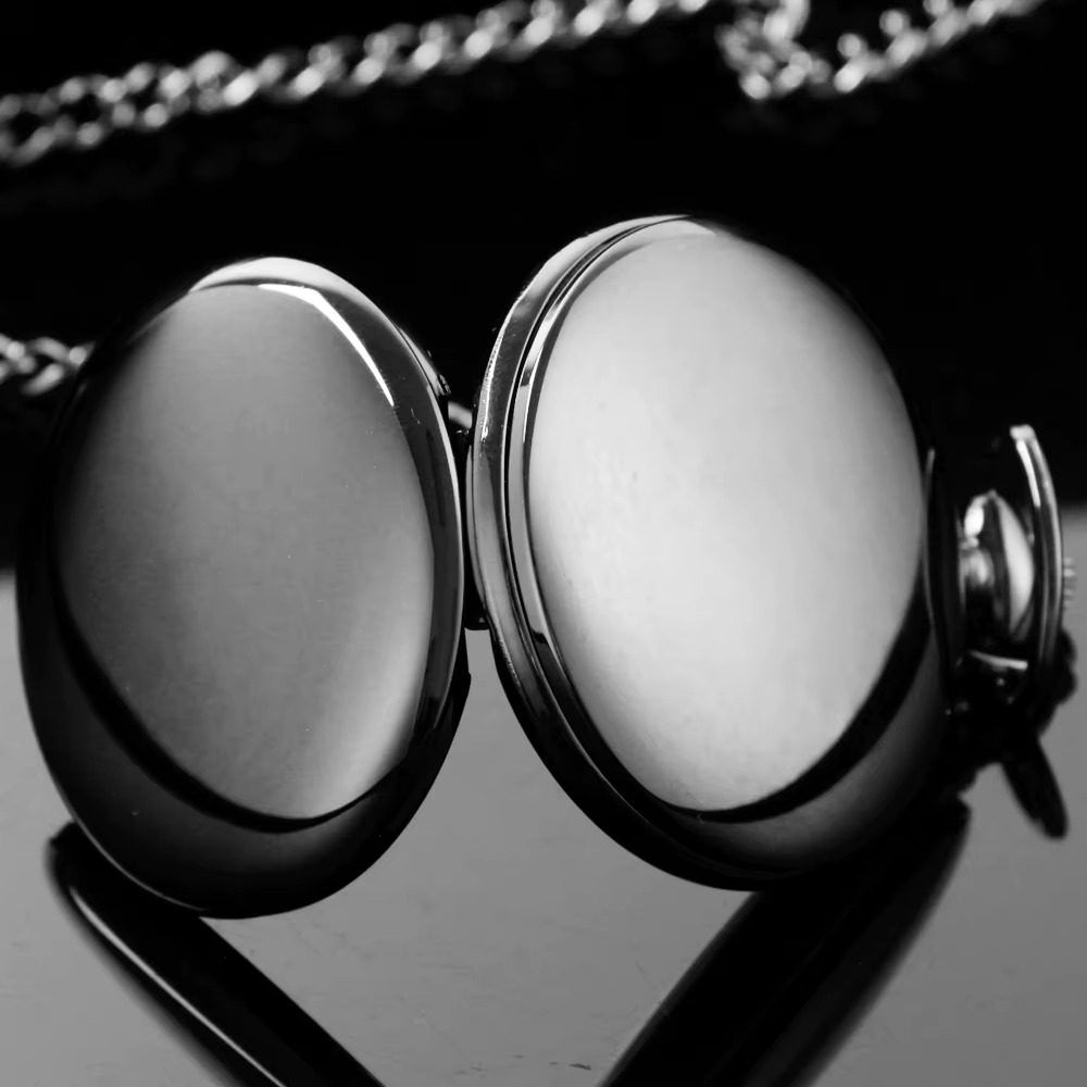 Montre de poche classique en acier poli à quartz pour homme, cadeau idéal
