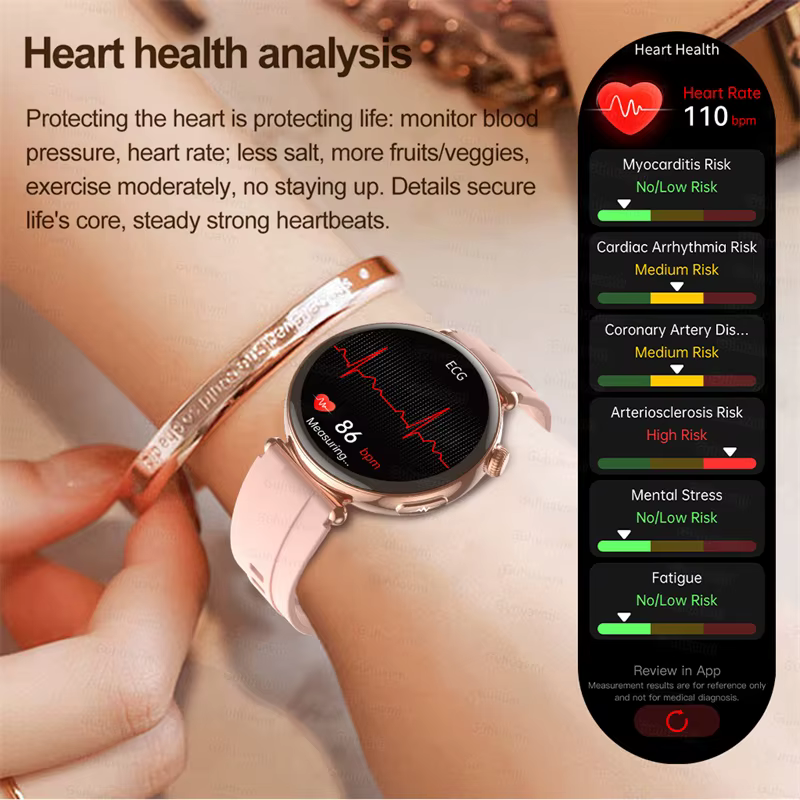 Femmes Smartwatch 1.32 pouces AMOLED écran appel ECG Sport montre pression artérielle Micro examen physique AI cadran