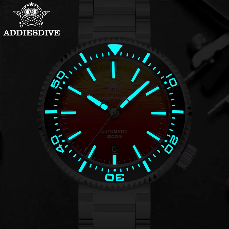 ADDIESDIVE montres automatiques pour hommes 1000M étanche saphir flamme nuages Texture luxe BGW9 lumineux nouvelle montre de plongée AD2526