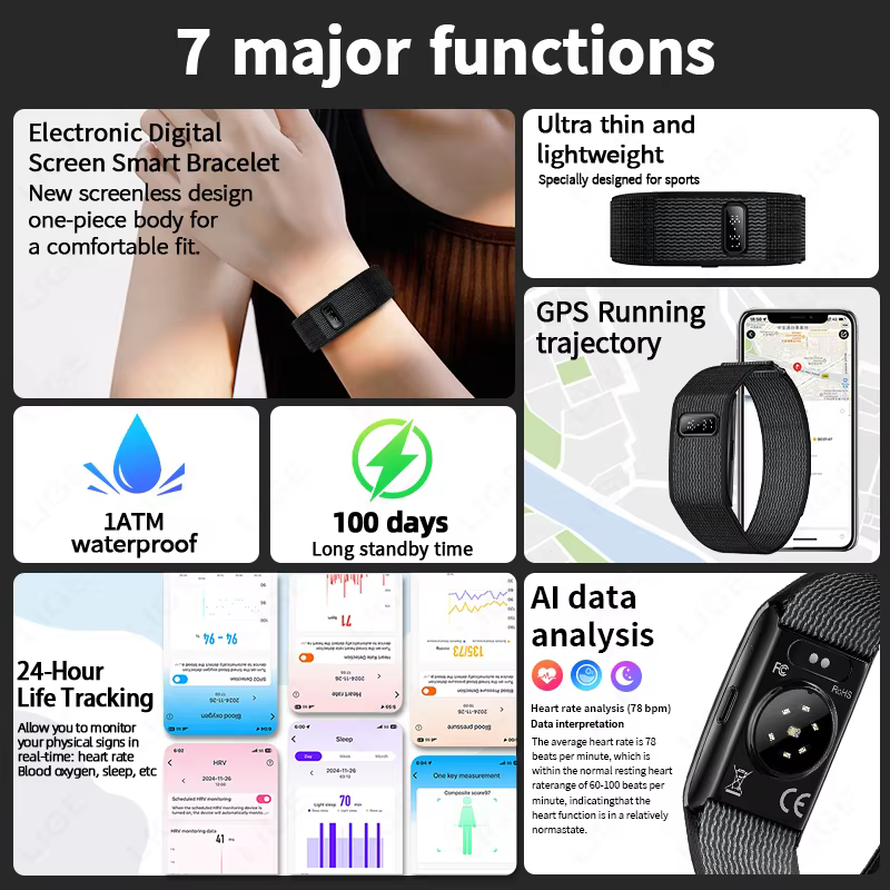 Bracelets intelligents LIGE avec écran électronique