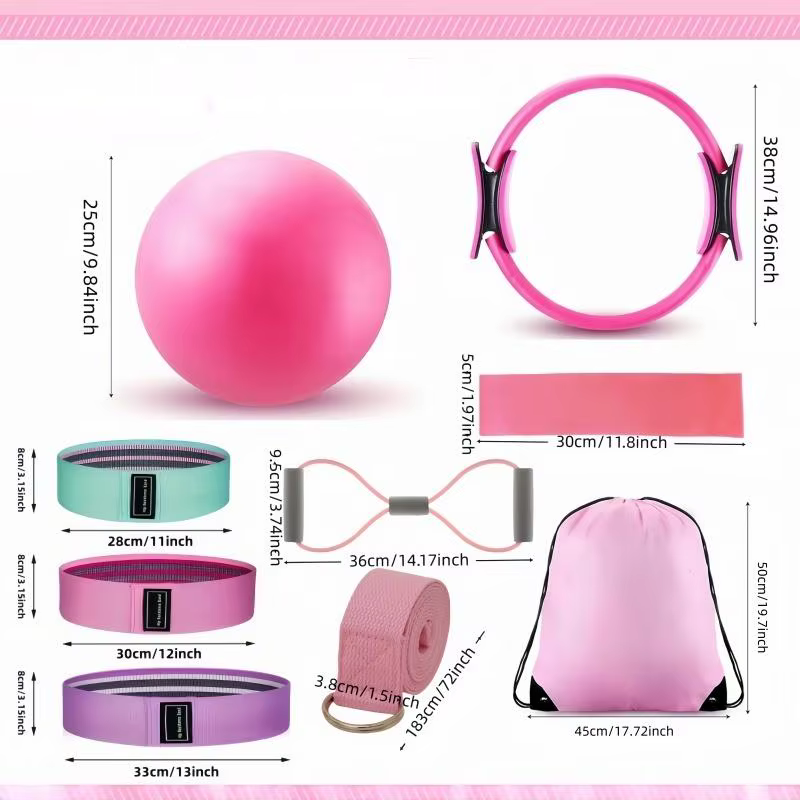 Kit de yoga à boucles Pilates 10 pièces, ceinture extensible pour balle de yoga, équipement de fitness pour l'étirement, la mise en forme et l'entraînement central