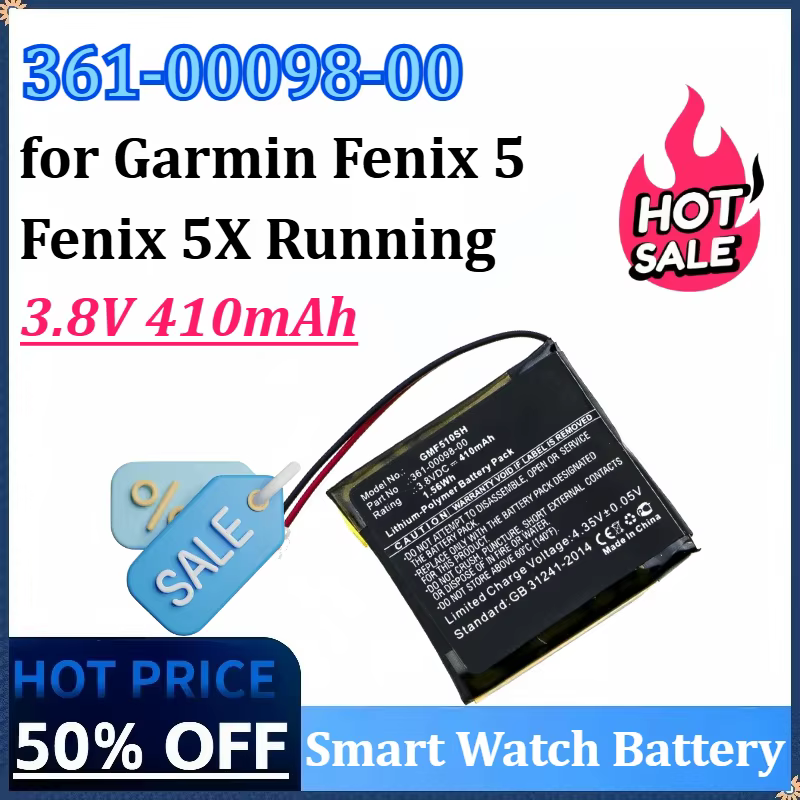 Nouveau 361-00098-00 3.8V 410mAh batterie de remplacement pour montre intelligente pour Garmin Fenix 5
