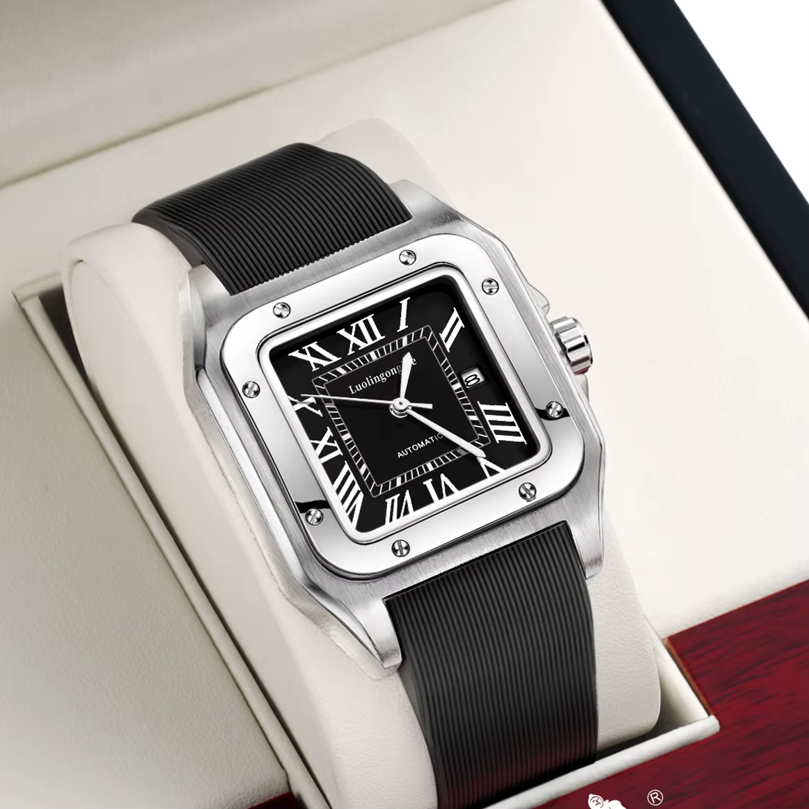 Montre mécanique populaire pour homme de forme carrée