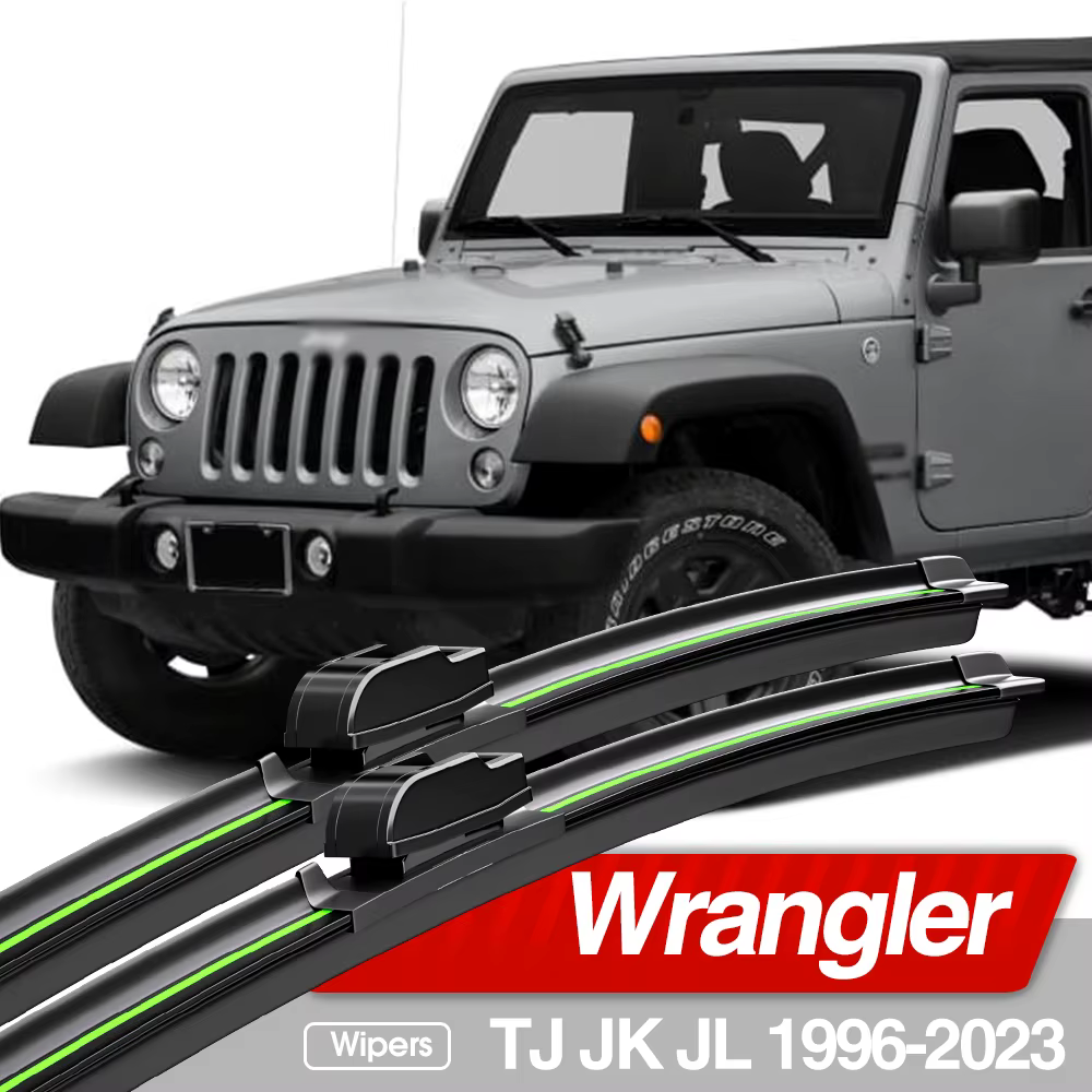 Essuie-glace avant pour Jeep Wrangler TJ JK JL 1996-2023, accessoires de fenêtre, 2000, 2010, 2016, 2019, 2021, 2 pièces