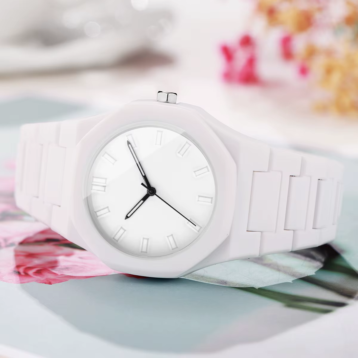 Bracelet en plastique décontracté femmes montre-bracelet à Quartz mode cadran Simple montres