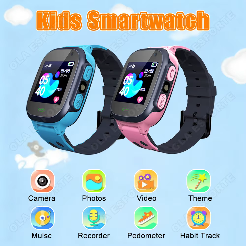 Nouveaux enfants montre intelligente SOS GPS Tracker HD caméra lampe de poche calculatrice 1.44 "écran