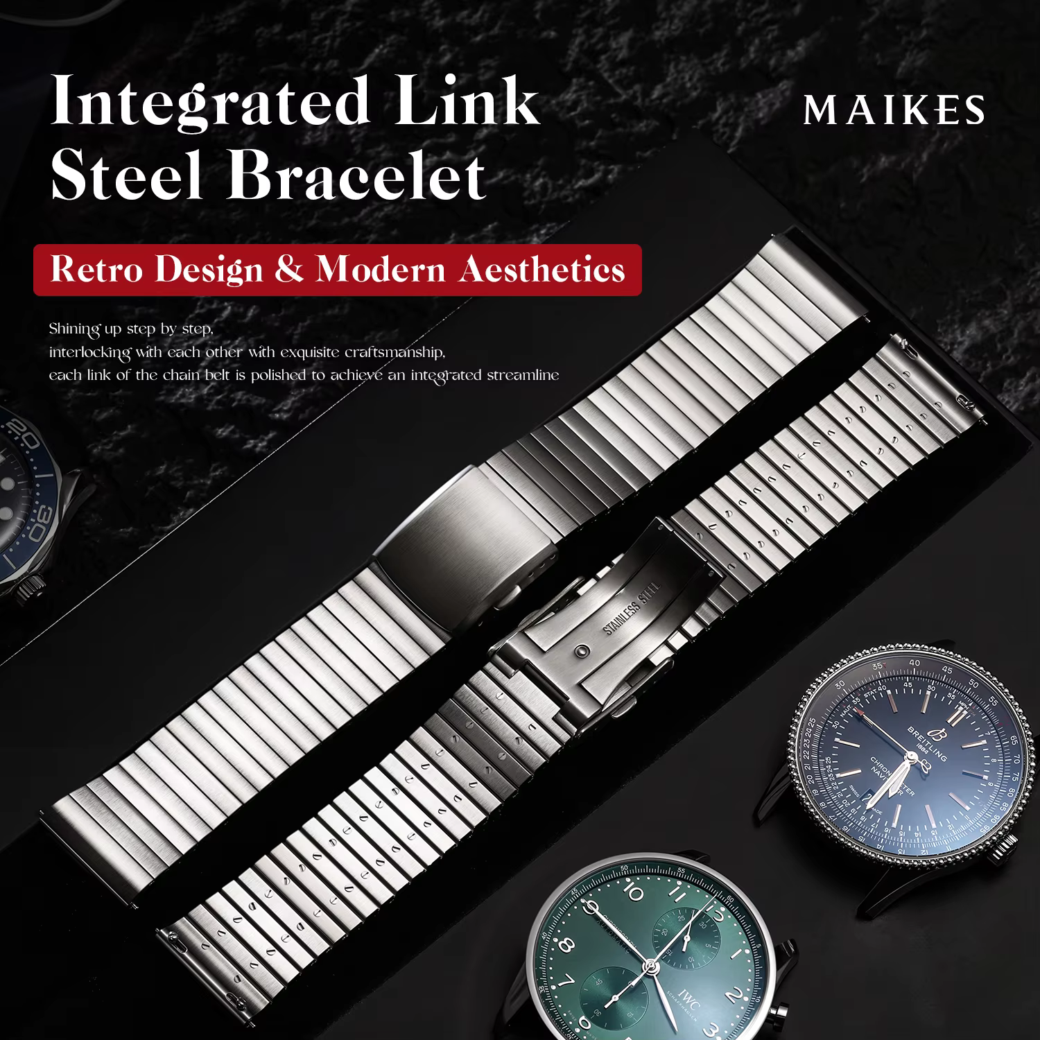 MAIKES – Bracelet de montre à maillons intégrés