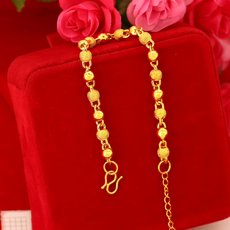 Bracelet de perles en or givré plaqué 24 carats pour femmes, bijoux cadeau